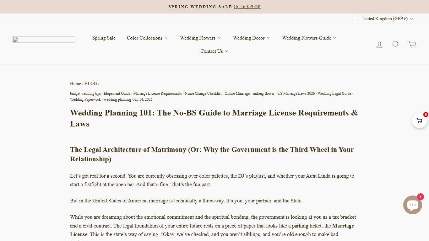 Wedding Planning 101: US Marriage License Requirements (2026) – Rinlong Flower